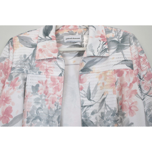 Alfred Dunner Jacket Women 10 Open Lightweight Shoulder‎ Pad Pink Floral Print - Picture 13 of 13